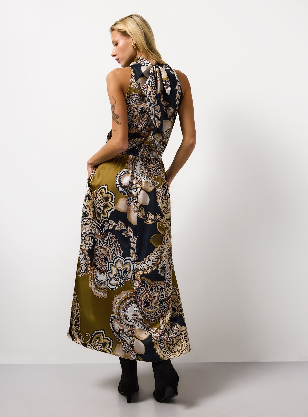 Paisley Print Satin Halter Neck Dress 20 - Image 4 thumbnail